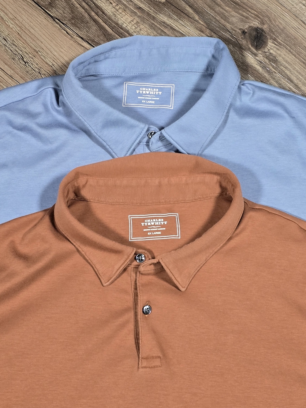 Charles Tyrwhitt Men's Polo Shirt - Blue and Rust